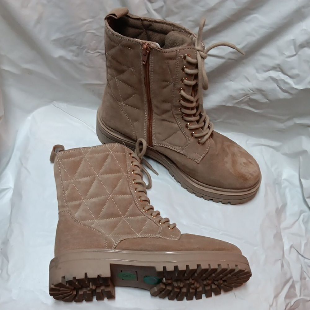 Alberto Torresi Quilted Lace-Up Ankle Boots - Brown Size 8